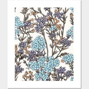 Blue Vervain Flower Pattern - Wildflower Illustration Posters and Art